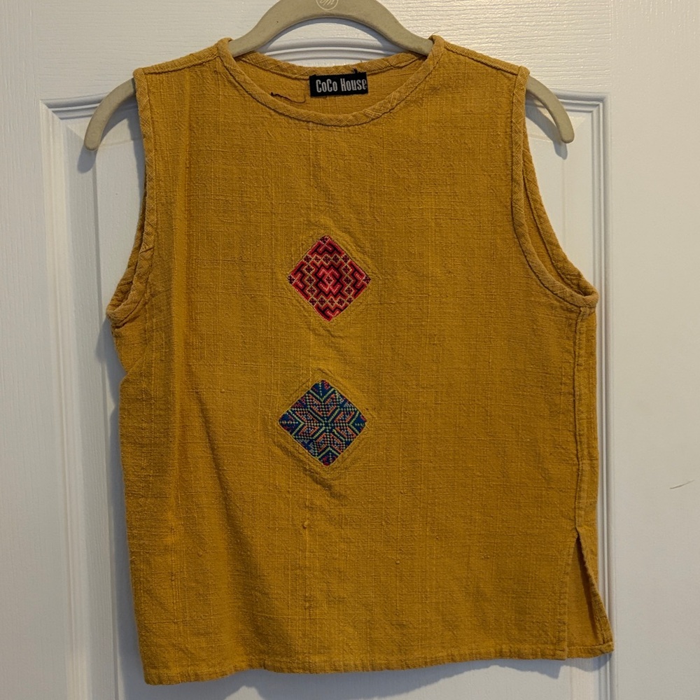 Vintage Coco House Sleeveless Top with Embroidered Accents, size small